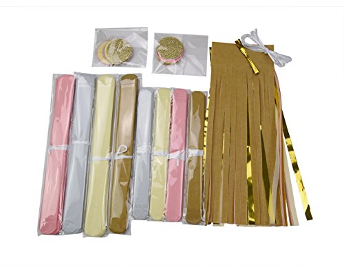 20 Stück weiß creme pink Tan Babyparty Deko Party Deko-Set mit Seidenpapier Quaste Girlande Seidenpapier Blume Kreis Girlande für Rustikal Hochzeit Baby Dusche, Geburtstag, Kinderzimmer Dekoration - 3