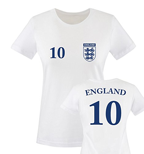 EM 2016 – TRIKOT – EM 2016 – ENGLAND – 10 – Damen T-Shirt – Weiss / Blau Gr. M