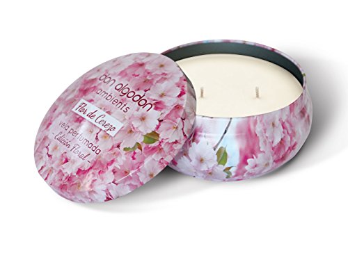 VELA PERFUMADA EN LATA DOBLE MECHA (200 gr)- DON ALGODÓN FLOR DE CEREZO