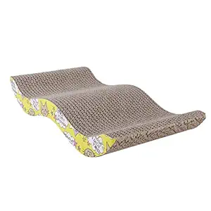 ROYALE CAT Scratcher with A Curved Wave Desi Toy for Cats (Print Design May Vary)