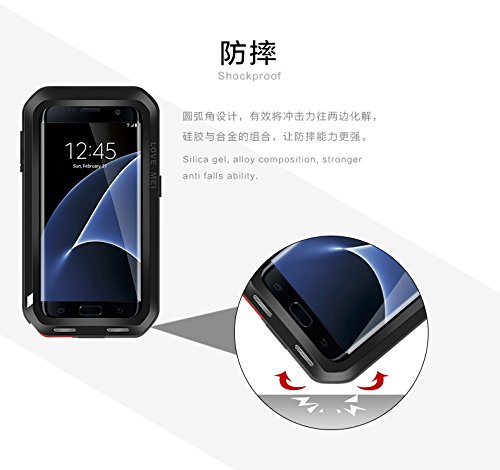 Love Mei Powerful - Carcasa s  per protectora anti-shock con Gorilla Glass para Samsung Galaxy S7 Edge - Negro