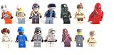 LEGO Star Wars - 14 verschiedene Minifiguren : Bespin Guard,Imperial Officer, Chewbacca, Hoth Rebel 2, Royal Guard, Anakin, 2 x Leia, Stormtrooper, Tie Fighter Pilot, Rebel Scout Trooper, Naboo Fighter Pilot, Y-Wing-Pilot, AT-ST Pilot - Star Wars