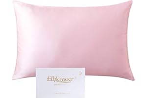 Ethlomoer Kissenbezug aus natürlicher Reiner Seide für Haar und Haut, beidseitig 19 Momme, 600 Fadenzahl, Design mit verstecktem Reißverschluss, 1 Stück 40x60cm Pink