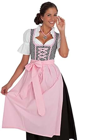 3-tlg., schwarzes Dirndl in Lang mit weißen Punkten Größe