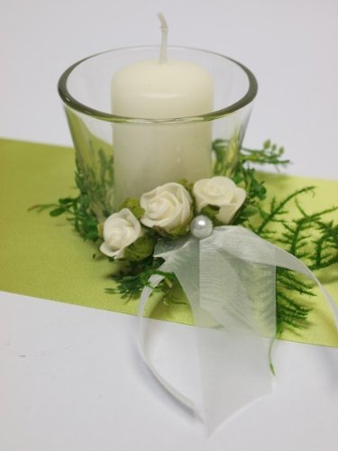 5x SET Kerze Votivglas Kerzenring Deko Kommunion Konfirmation Taufe Tischdeko - 2