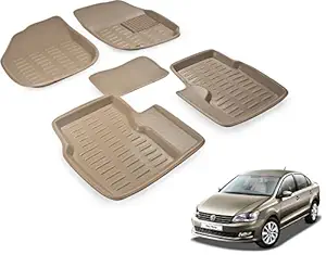 Auto Hub EVA, Plastic 3D Car Floor Mats Compatible for Volkswagen Vento (Model : 2014-2019) - Beige