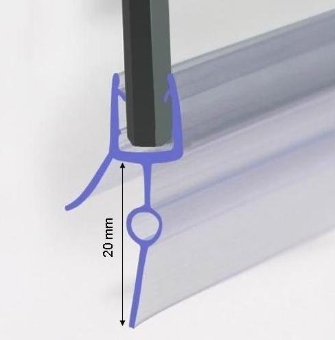 Duschdichtung für 5-6mm Duschtrennwand, Dichtung 90 cm lang, Höhe der Lippe 20 mm