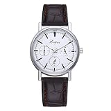 LoveLeiter Herren Mode & Freizeit Quarzuhr,Männer mit braunem Schwarz Lederband großem Weißes Zifferblatt Armbanduhr wechselbarem Lederarmband im zeitlosen Industrial-Look