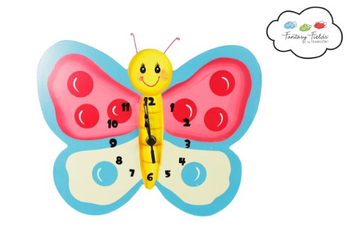 Fantasy Fields by Teamson  Magic Garden Childrens Wooden Butterfly Wall Clock Decoration Gift TD-0082A