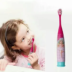 Pelo Cartoon Kids Powered Toothbrush with Head Replaceable Soft Bristle Tooth Brush for Boys and Girls