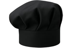 Pet-Jos Kochmütze Unisex Kochmütze aus Baumwolle Küche Chef Hotel Restaurant Gastro-Hüte Einstellbar für Männer, Frauen, Kochen, Schwarz