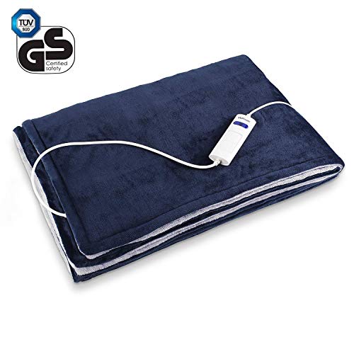 MVPower Heated Throw Blanket -Soft Plush Washable Electric Blanket -180x130cm, Navy Blue Warm Blanke
