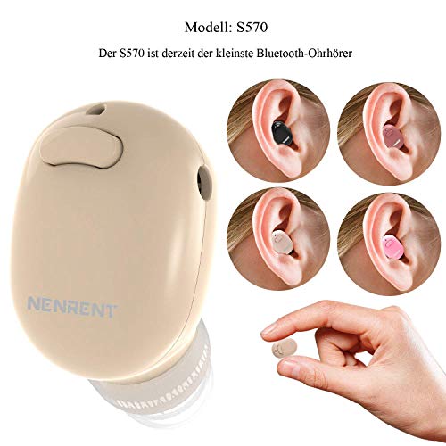 Auriculares inalámbricos NENRENT S570, mini auricular invisible V4.1 Auriculares con micrófono Llamadas con manos libres para iPhone iPad Samsung Galaxy LG HTC Otro teléfono inteligente (Nude)