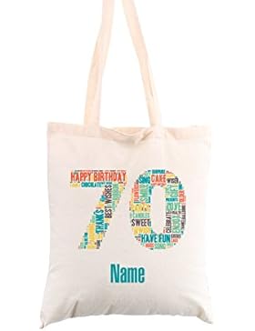Herz & Heim® Einkaufsbeutel zum 70. Geburtstag mit Ihrem Wunschnamen