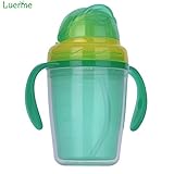 luerme 230 ml Süße Babys Kids Kinder Double Layer hitzebeständig Trinkbecher Stroh Trinken Flasche mit Griffen - 2