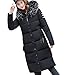 Produktbild Damen Daunenjacke Winterjacke,Wintermantel Lange Frauen DaunenmantelWinter Warm Dicker Mantel Parka Jacke Outwear Oberbekleidung Trenchcoat mit Pelzkragen Elecenty (Schwarz, M)