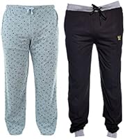 Vimal Multicolor Print And Plain Cotton Trackpants For Men (Pack Of 2)