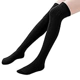 Gesamtlänge:70cm Fletion Damen Winter Warme Beinlinge Boots Strümpfe Kniestrümpfe Stricken Lange Leggings Boot-Abdeckung Socken,, Einheitsgröße, Schwarz