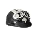 Produktbild Unisex PU-Leder Vintage Style Motorrad-Motorrad-Schutz Half Face Helme mit Visier Windsicher PC Goggles Regard