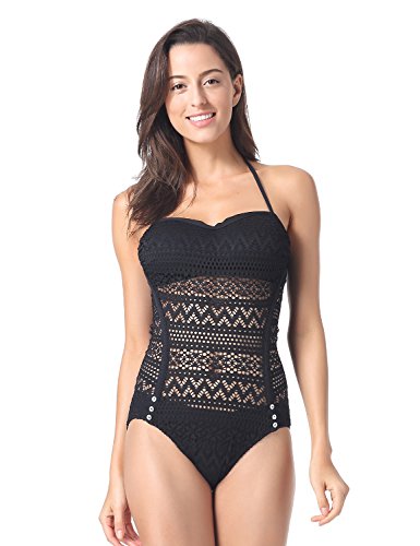 Dobreva Damen Bandeau Schwimmanzug – Einteiler Gehäkelter Neckholder Bademode - 2