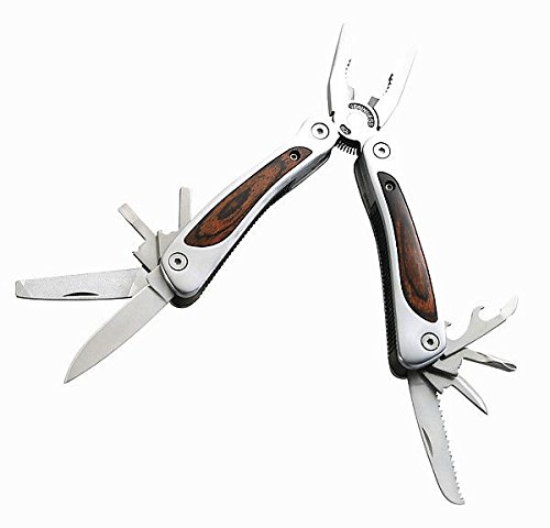 Preisvergleich Produktbild Herbertz Multitool, Leichtmetall-Gehäuse, Pakkaholz-Einlagen, Bitsatz, Lederetui