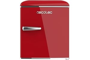 Cecotec Mini Nevera Retro de 45 L Bolero CoolMarket TT Origin 45 Red. Frigorífico Mini con ICEBOX, Tirador Cromado, Abridor Botellines, Estilo Vintage en Rojo
