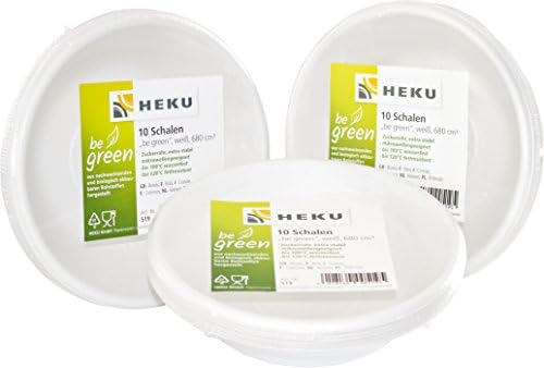 Heku 30519 3 Sugar Cane Bowls, White, 19.5 x 19.5 x 7.5 cm, 30 units