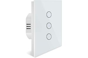 UseeLink WiFi Smart Light Switch Works with Amazon Alexa and Google Home, Touch Wall Switch, Glass Touch Screen Switch, White (Requires Neutral Wire) (WLAN Roller Shutter Switch, 1 Pack)