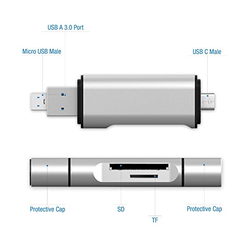 Cotop SD / TF Kartenleser mit Micro USB OTG / Typ C USB OTG Adapter Schnittstelle für PC / Android / Typc C Gerät, MacBook - 3