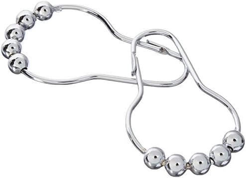 Romaine Leaf Stainless Steel Shower Curtain Hooks, Polished Chrome, Set of 12