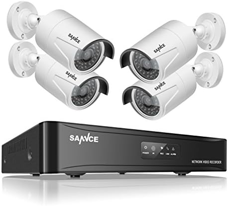 SANNCE 4CH 1080P PoE NVR HD Security Camera System w/ 4 2.1 Megapixels 1920*1080P Weatherproof CCTV Bullet Camera, Power Over Ethernet, Smart Recording, Quick Scan QR Code Quick Remote Access