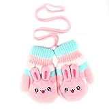 Moolecole Cute Rabbit Warm Gloves Baby Boys Girls Toddler Children Kids Mitten Knitted Gloves Pink