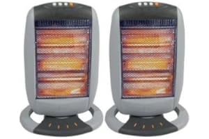 ELEX Set of 2 Halogen Heater 400W/800W/1200W 3 Power Settings & Carry Handle, Light weight Moveable Super Silent Overheat & Tip Over Protected Room