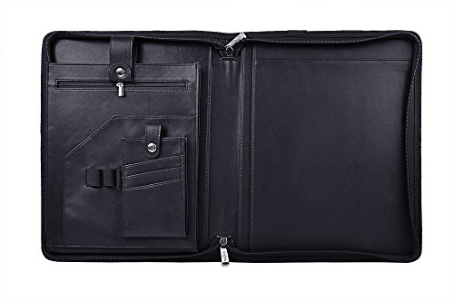 Deluxe Leder Laptop-Tasche mit Notizblock-Halter passend Microsoft Surface Book / MacBook 13-Zoll, Schwarz - 2