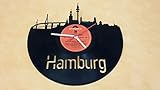 vinyl lp shop hamburg  Wanduhr Uhr Skyline Hamburg Silhouette Chronometer aus original Vinyl Schallplatte Upcycling Design Uhr Wand-Deko Wand-Dekoration