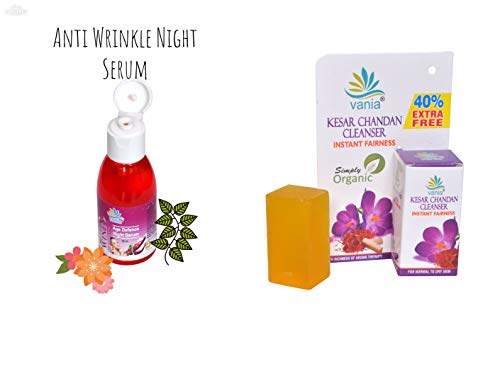Vania Red Wine Serum 25 Ml + Vania Kesar Chandan Cleanser 25 Gm|For Face & Body|Unisex |Spotless Glowing & Whitening Skin|Night Serum|Mini Facial|Cleanser for Normal To Dry Skin (Not for Oily Skin)
