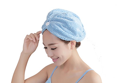 Preisvergleich Produktbild HGDGears Mikrofaser Kopfhandtuch turban handtuch trockenhaube Haar Kappe haartrockentuch saugfähige tuch (blau)