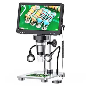 7 inch Coin Microscope, Elikliv 1080P LCD Digital Microscope with Wired Remote,1200X Magnification Handheld Microscope with Video Recorder for Coin Outdoor Observation PCB Repair