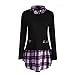 Produktbild GJKK Bluse Damen Herbst Winter Langarm Plaid Patchwork Übergröße Pullover Tops Oberteil T-Shirts Sweatshirt Lose Langshirt