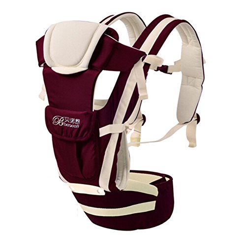 Scheppend Multifunctional Breathable Infant Waist Stool Baby Carrier Comfort Backpack Sling Wrap,Wine Red