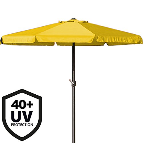 Parasol XXL 350cm jaune - Manivelle - Protection UV - Ombrage soleil chaleur