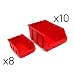 Produktbild Ergobox Set 18 tlg Stapelbox Stapelbehälter Sichtlagerbox Kunststoff Gr 2 und Gr 3 (rot)