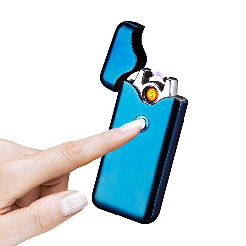 Pantheraa Briquets Plasma Arc Briquet USB Bobine Allume-Cigare électrique 2 en 1 USB Rechargeable Coupe-Vent sans Flamme Arc électrique Briquet, Bleu