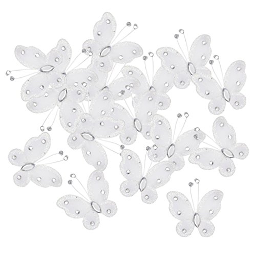 Phenovo Drahtgebundenen Netz Strumpf Glanz Schmetterlinge 5×4.5 cm 50 St. Weiß - 8