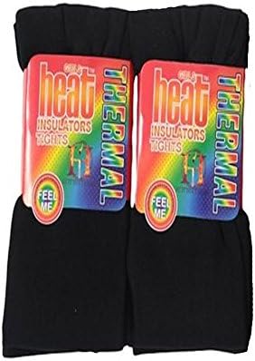 NEW KIDS GIRLS BLACK HEAT INSULATING THERMAL FLEECE LINED WARM TIGHTS 2 PACK