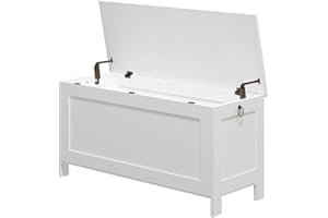 Panana Large Storage Box Clothes Toy Chest, Wooden Bench Seat Ottoman Multi-Purpose Organizer Bedding Blanket Trunk Container with Lid (70CM)