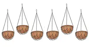COIR GARDEN Hanging Basket Coco Gardening Pots with Stand (10 Inch) 6 Pieces