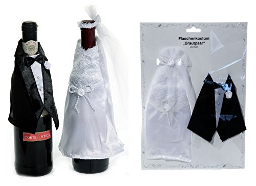 Flaschenkostüm „Brautpaar“ & Postkarte „Du bist alles für mich“ – Set ~ - 2