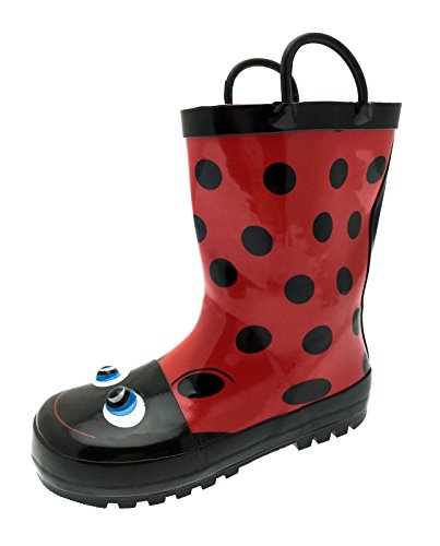 Lora Dora Botas de agua para niñas con diseño en 3D y asas, color Rojo, talla 33 EU