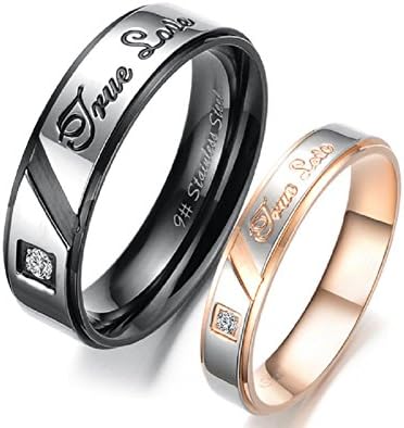 His or Hers(sold separate)Titanium Steel True Love Wedding Bands Ring with CZ (size selectable)-NR265 (women's size M)